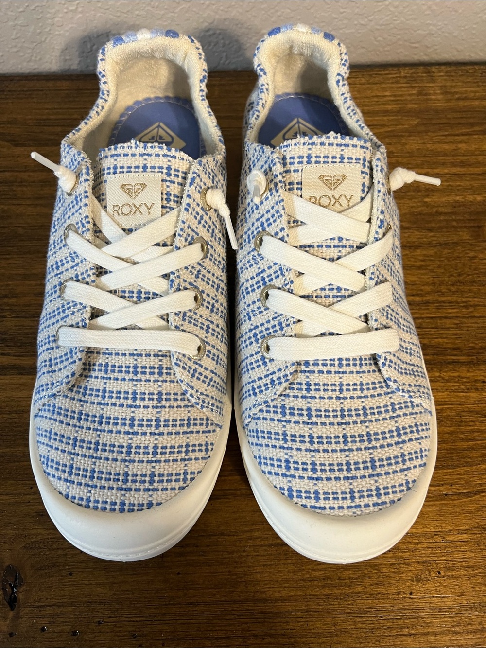 Roxy Bayshore Plus Blue Tweed Slip On Sneakers Size 10 NWOT